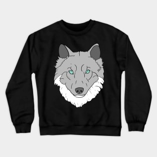 Grey and white Wolf head with blue eyes hand drawn Crewneck Sweatshirt